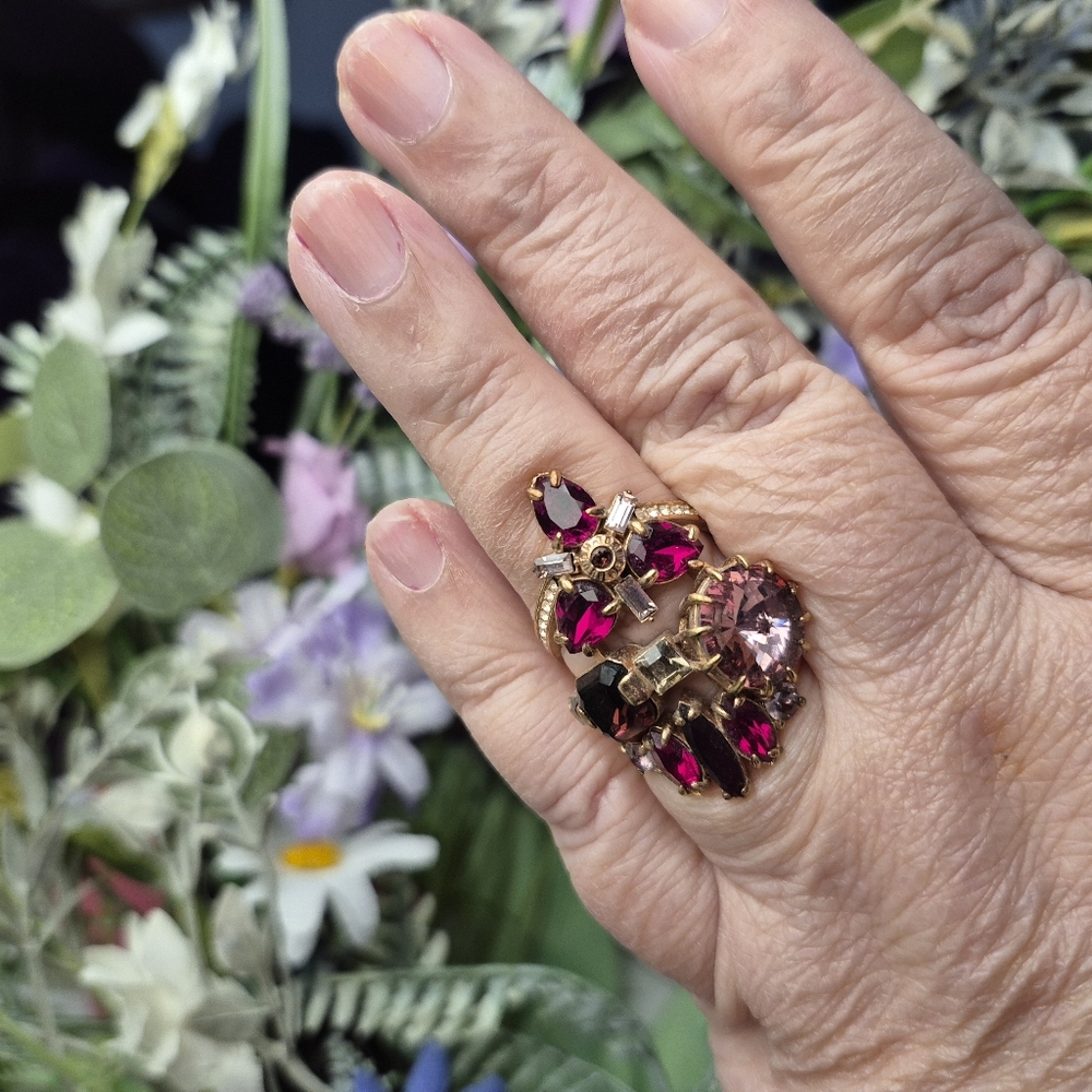 Henri Bendel Pink/Red/Ruby/Garnet Colored Gemstone Ring - Picture 6 of 6